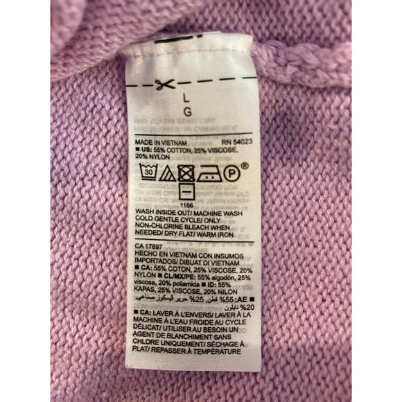 Old Navy Sweater Crewneck Oversized Large Pink Purple Hi Low Hem 55% Cotton - Picture 8 of 11